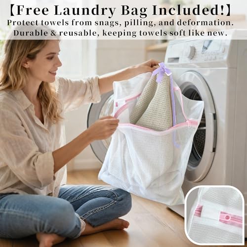 VOOVA & MOVAS Bathroom Hand Towels 4 Pack, 100% Cotton, 28x16 in, Beige | Versatile for Guest Bathroom Use, Built-in Hanging Loop, Purple Piping, Waffle Weave Texture - color: Purple Piping, size: 4PC Hand Towels (16"x28")