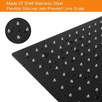 12 Inch Rain Shower Head With 15 Inch Extension Arm, Stainless Steel Large Rainfall, Luxury Square-Waterfall Full Body Coverage-Easy to Install (Matte Black) - color: Oil Rubbed Bronze Black