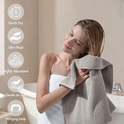 Madison Park 100% Zero Twist Cotton 4 Piece Bathroom Hand Towels, Grey | 18" x 28" Bath Hand Towels, 500 GSM Diagonal Ribbed, Soft, Quick Dry, Highly Absorbent, Durable, Modern, OEKO TEX - color: Grey, size: 4 Piece Hand Towel Set