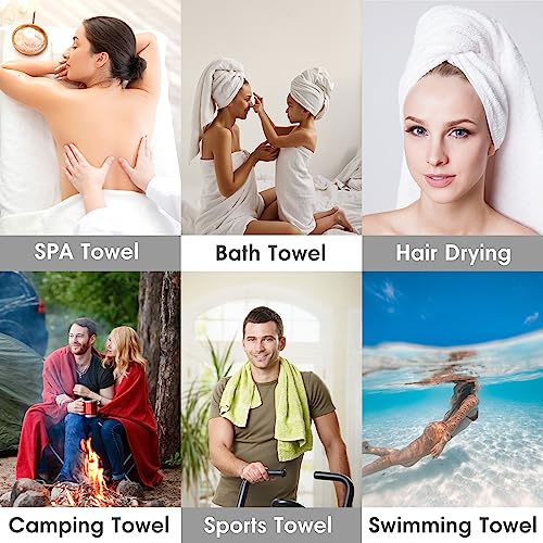 JML Microfiber Bath Towel 2 Pack(30" x 60"), Oversized Thick Towels, Soft, Super Absorbent and Fast Drying, No Fading Multipurpose Use for Sports, Travel, Fitness, Yoga, 30 in 60 in, Grey Count | Microfiber, Hanging Loop, Oversized, Soft & Absorbent, Fast