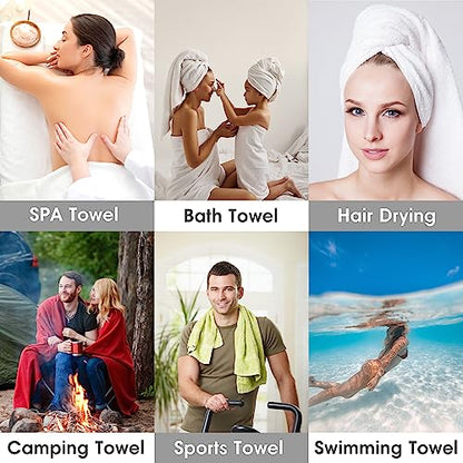 JML Microfiber Bath Towel 2 Pack(30" x 60"), Oversized Thick Towels, Soft, Super Absorbent and Fast Drying, No Fading Multipurpose Use for Sports, Travel, Fitness, Yoga, 30 in 60 in, Grey Count | Microfiber, Hanging Loop, Oversized, Soft & Absorbent, Fast