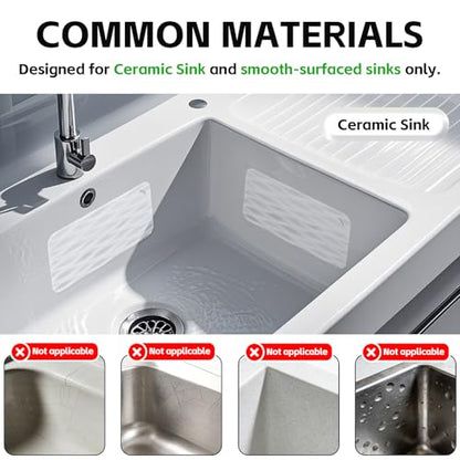 4 Pack Clear Silicone Kitchen Sink Protector Mat, for Ceramic and Smooth-Surface Sinks, 12"x6" - Scratch Resistant, Noise Reducing