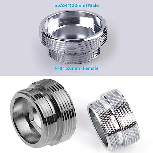 Faucet Diverter Valve with Aerator, 3-Way Diverter Valve for Hand Held Shower, Sink Faucet Splitter for Kitchen and Bathroom, with M22/M24/M26/F28/G1/2" Adapters - color: Sliver with 5 Adapters