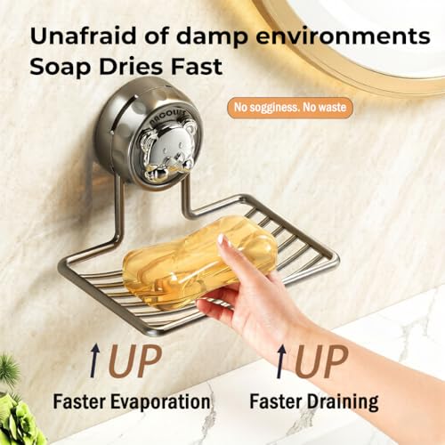 NACOLUS Silver Bear Soap Holder, No Drill Adhesive Wall Mounted Soap Dish for Shower, Rustproof Metal Grid Design for Fast Drying, Quick Install for Bathroom Shower Kitchen(1, Cream White) - color: Cream White