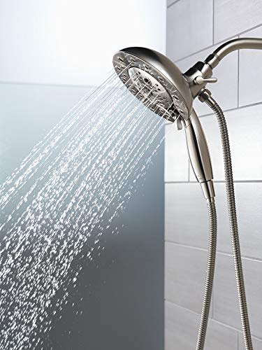Delta Faucet 5-Spray In2ition Dual Shower Head with Handheld Spray, H2Okinetic Brushed Nickel Shower Head with Hose, Showerheads, Handheld Shower Heads, Magnetic Docking, Stainless 58480-SS-PK - color: Stainless
