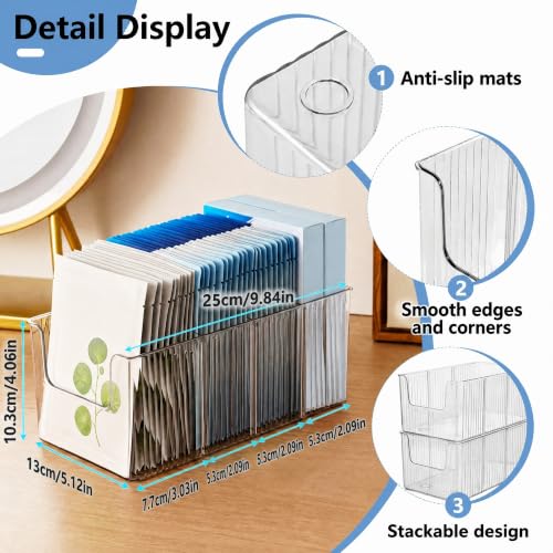 Skin Care Organizer & Face Mask Organizer with 4 Compartments | Sheet Mask Organizer & Makeup Palette Storage, Stackable Vanity Bin for Bathroom Countertop, Eyeshadow & Skincare Storage