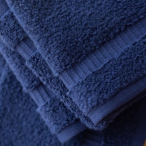 SALBAKOS 12-Piece 100% Turkish Cotton Washcloths and Face Towels, Navy | 13x13 in Standard Size Small Towel, Multi-use Bathroom & Kitchen, Thick Super Soft Absorbent Durable, Oeko-Tex Made in Turkey - color: Navy, size: 12 Washcloths