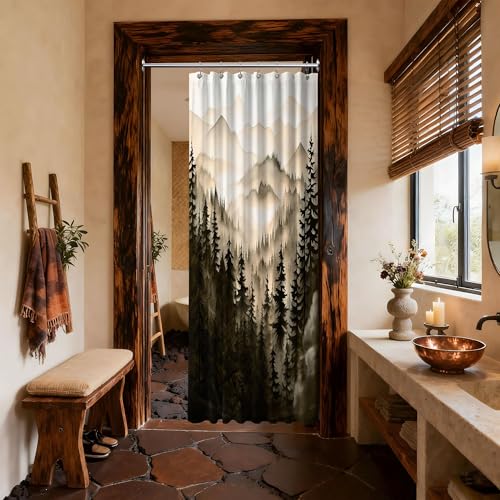 Dark Brown Forest Shower Curtain Nature Bronze Chocolate Brown Shower Curtains for Mens Bathroom, Waterproof Polyester Fabric with Hooks, 36''W x 72''L - color: Brown, size: 36"W x 72"L (Pack of 1)