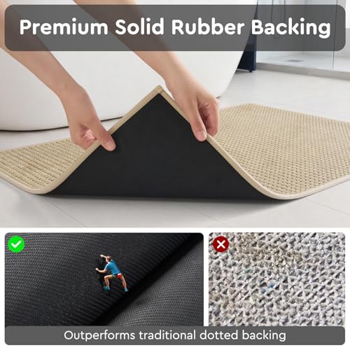 tchdio Bathroom Runner Rug, Absorbent Washable Thin Bath Mat, Non Slip Quick Dry Bath Rugs with Solid Rubber Backing, Low Profile Bath Mat, Beige, 24" x 48" - color: Beige, size: 4' x 2' (Rectangular)