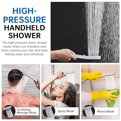 G-Promise 12 Inch All Metal Rain Shower Head with Handheld Spray (Chrome) | Suits Every Height, Pause Mode Diverter, Massage Mode Handheld, Full Body Coverage, Easy to Install, Modern Bath Upgrade - color: Chrome, size: 12 Inch