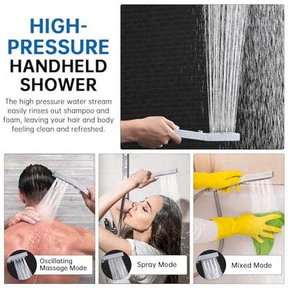 G-Promise 14 Inch All Metal Rain Shower Head with Handheld Spray (Chrome) | Suits Every Height, Pause Mode Diverter, Massage Mode Handheld, Full Body Coverage, Easy to Install, Modern Bath Upgrade - color: Chrome, size: 14 Inch