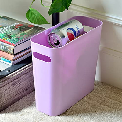 Youngever 1.5 Gallon Slim Trash Can, Plastic Garbage Container Bin, Small Trash Bin with Handles for Home Office, Living Room, Study Room, Kitchen, Bathroom (1 Pack Purple) - color: Purple