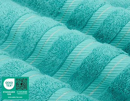 American Soft Linen 100% Cotton Luxury Turkish Towels, 6 Piece Towel Set | Soft Absorbent Quick Dry OEKO Tex Standard 100 Certificated Durable Machine Washable Premium Hotel Quality - color: Turquoise Blue