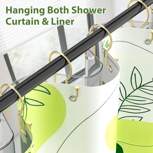 Shower Curtain Hooks, Simple Shower Curtain Rings, Sturdy Shower Curtain Hangers, Double Hook Gold Shower Curtain Hooks, Smooth Gliding Metal Shower Hooks for Shower Curtain (Gold, 24 Pack) - color: Gold, size: 24 Pack