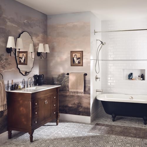 Moen Ronan Spot Resist Brushed Nickel Single-Handle Modern Tub and Shower Faucet with Round Handheld Rain Shower Spray Head Featuring Magnetix, Valve Included, 82021SRN - color: Brushed Nickel, style: Round Showerhead