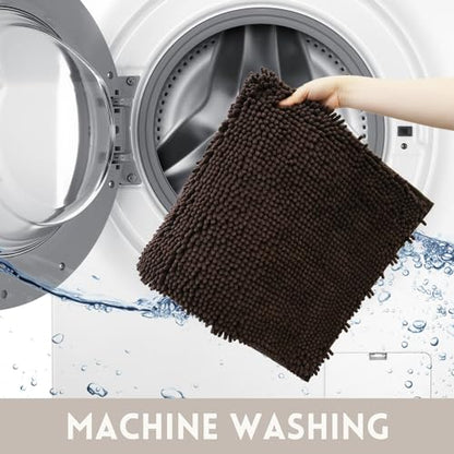 Bathroom Rugs Chenille, Extra Thick and Absorbent, Non-Slip, Machine Washable, Dry Quckily, Soft Cozy Plush, Used Under Shower Bathtub and Sink, Bath Mat Sets Coffee - color: Coffee, size: 20 x 32 inch + 20 x 20 inch (U-Shape)