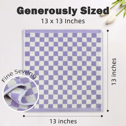 Washcloths 12 Pack Checkered - Wash Cloths for Showering (13"x13") | 4 Colors, Multi-Purpose Bathroom Face Cloths, Soft and Cute - color: 4 Colors