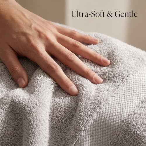 Maisonette Elegance 100% Organic Cotton Turkish Bathroom Towels Set, Ideal Quick Dry Luxury Washcloths, Hand & Large Luxury Bath Towels for Shower (6 Pack), Pewter - color: Pewter, style: Bath Towel Set - 6 Piece