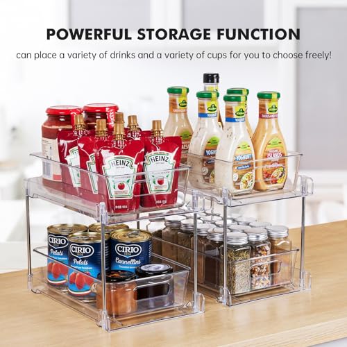 2 Pack Clear Bathroom Organizers and Storage, 2 Tier Pull Out Under Sink Cabinet Organizer Plastic Drawer Organization and Storage for Bathroom and Kitchen - size: 2 PACK
