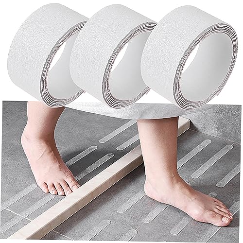 GLEAVI 3 Rolls Transparent Slip Bathroom Stickers Peva Decals for Bathtub Safety Self Adhesive Tub Paster for Slippery Surfaces Easy to Apply Protection