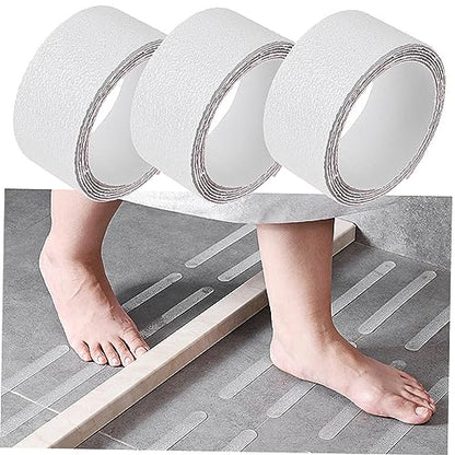 GLEAVI 3 Rolls Transparent Slip Bathroom Stickers Peva Decals for Bathtub Safety Self Adhesive Tub Paster for Slippery Surfaces Easy to Apply Protection