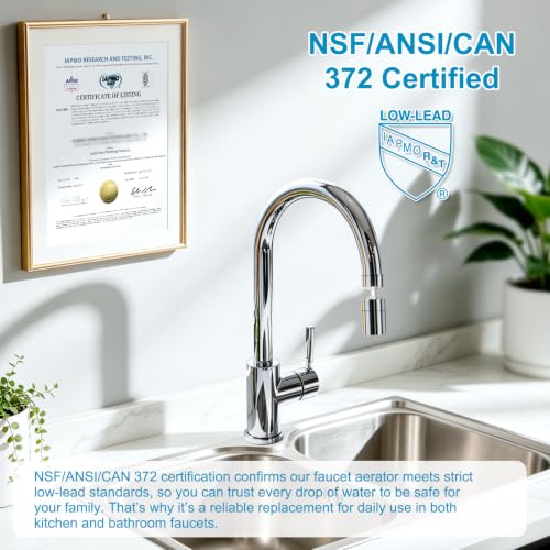 Hibbent 4-Mode Faucet Aerator, Faucet Sprayer Attachment, Chrome | NSF/ANSI/CAN 372 Certified, 360° Swivel Kitchen & Bathroom Sink Aerator, Faucet Replacement Part, 55/64 Inch Female Thread - color: Chrome, style: Four Modes