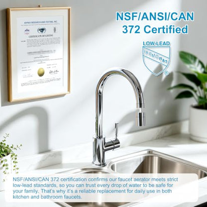 Hibbent 4-Mode Faucet Aerator, Faucet Sprayer Attachment, Chrome | NSF/ANSI/CAN 372 Certified, 360° Swivel Kitchen & Bathroom Sink Aerator, Faucet Replacement Part, 55/64 Inch Female Thread - color: Chrome, style: Four Modes