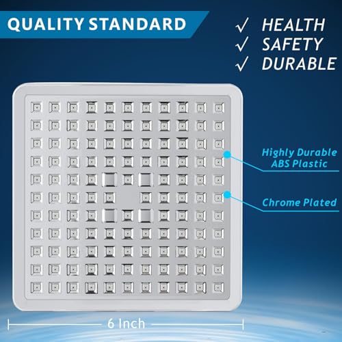 High Pressure Rain Shower Head with 11'' Extension Arm - High Flow Rainfall Showerhead - Luxury Modern Look - Pressure Boosting(Square, Chrome) - color: Chrome, style: 6" Square