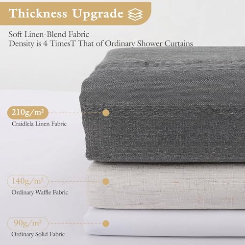 Small Stall Boho Farmhouse Shower Curtain with Tassel, Linen Bohemian French Country Chic Bathroom Shower Curtain Set, Modern Striped Textured Shower Curtain 36x72 - Grey - color: Grey, size: 36"W x 72"L (Pack of 1)