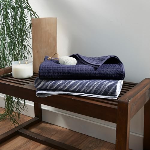 UCHINO Waffle Twist Cotton Hand Towel Absorbent Quick Dry 20x30 Indigo 1 Pc - color: Indigo, size: Hand Towel
