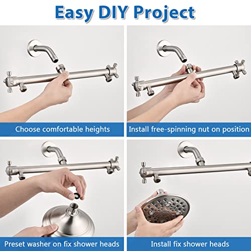 Proox Double Shower Head with Built-in Valve, High Pressure 6 Setting Dual Shower Head Design for Couple on Walk-in Bathroom or Single on Bathtub Bathroom - Brushed Nickel - color: Brushed Nickel