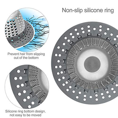 LEKEYE Drain Hair Catcher/Bathtub Drain Cover/Drain Protector for Pop-Up & Regular Drains(Patented Product) - color: Gray
