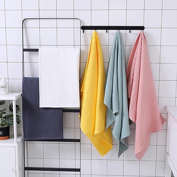 Super Absorbent Breathable Waffle Bath Towel, Soft & Absorbent Quick-Dry Bath Towels, Cotton Pure Colour Towels Ultra Soft (Green,70x140cm) - color: Green