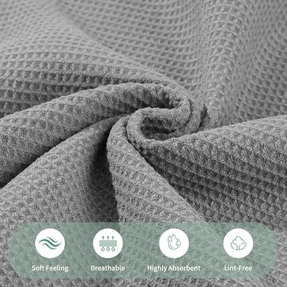 MICROFI Waffle Weave Bath Towel Set, Microfiber, 4 Pieces (Body/Hair/Hand/Face), Quick Dry, Lightweight, Super Absorbent, Lint Free, 380 GSM (Gray) - color: Gray