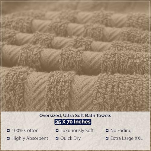 DAN River 2 Pack Bath Sheets Extra Large 35x70, Large Bath Towels for Adults, XL Oversized Heavy Duty Towel Set, 600 GSM 100% Ring Spun Cotton, Soft Quick Dry, Tan - color: Tan, size: Bath Sheet 35x70" (PK 2)