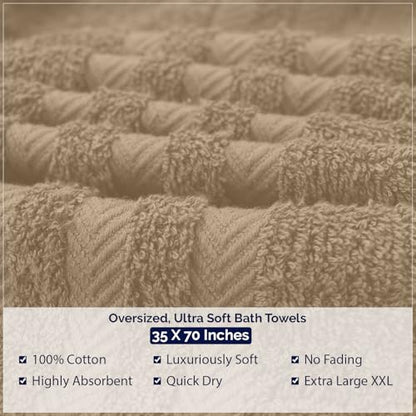 DAN River 2 Pack Bath Sheets Extra Large 35x70, Large Bath Towels for Adults, XL Oversized Heavy Duty Towel Set, 600 GSM 100% Ring Spun Cotton, Soft Quick Dry, Tan - color: Tan, size: Bath Sheet 35x70" (PK 2)