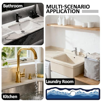 2Pcs Sea Waves Shape Kitchen Sink Splash Guard Faucet Mat Waves Pattern Faucet Mat For Bathroom Kitchen 5.51x23.62In - color: Sea Waves Shape