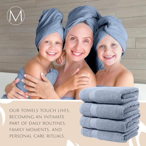 MAURA Light Blue Extra Large Turkish Cotton Luxury Bath Towels Set of 4. Ultra-Soft, Thick & Plush Towels for Bathroom - Serenity Blue - color: Serenity Blue, size: Bath Towel (4-Pack)