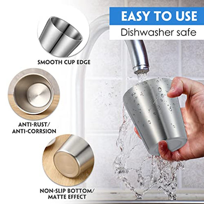 Mimorou 8 Pack Stainless Steel Insulated Cup 10 oz Metal Tumbler Double Wall Vacuum Water Glasses Camping Reusable Mugs Bbq Home Office Party Coffee - color: Silver, size: 10 oz