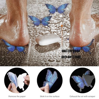 Secopad Butterfly Non Slip Bathtub Stickers with Scraper, 20PCS, Blue | Original Large Anti-Slip Treads, Comfortable PEVA Material, Strong Adhesive, Easy to Use, For Bath Tubs, Showers & Stairs - color: Blue