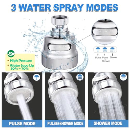 Kitchen Sink Faucet Sprayer Attachment, Movable Kitchen Tap Head 360° Rotatable, Anti-Splash Sink Sprayer Faucet Nozzle Head, Water Saving Faucet Aerator - style: 3 Modes Sprayer