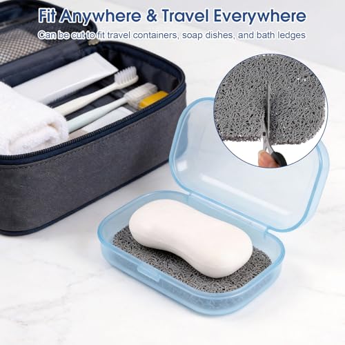 8 Pack Soap Holder, Grey Bar Soap Saver Dish for Shower, 4.5" x 3" | High-Efficiency Drainage & Non-Slip, Lift Pads Sponge Tray for Kitchen Sink, Bathroom, Travel, Hotel Cleaning Supplies - color: Grey