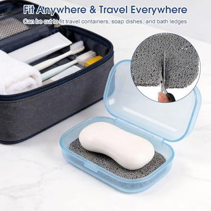 8 Pack Soap Holder, Grey Bar Soap Saver Dish for Shower, 4.5" x 3" | High-Efficiency Drainage & Non-Slip, Lift Pads Sponge Tray for Kitchen Sink, Bathroom, Travel, Hotel Cleaning Supplies - color: Grey