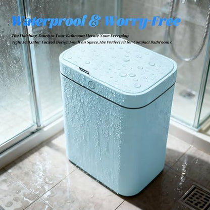 4 Gallon Automatic Sensor Trash Can - Small Smart Garbage Bin with Sealed Lid for Odor Control, Perfect for Bathroom, Kitchenette & Tiny Homes.2 Blue.