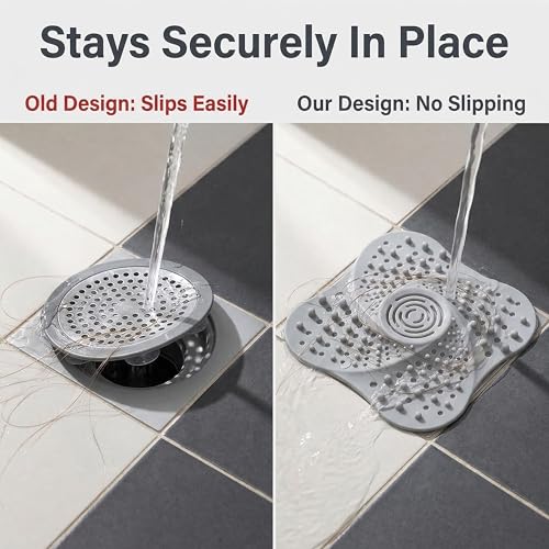 Drain Hair Catcher, 5.12 Inch Silicone Bath Drainer Protector Tub & Sink Hair Catcher for Flat Drains, Bathroom, Laundry, Kitchen & RV Use