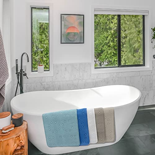 Bathtub Mat Non Slip Ivory 36” X 17” Shower Mat Soft Foam Bath Mats for Bathroom Tub, Bathtub Mat with Drain Holes, Suction Cups, Shower Mat Non Slip - color: White