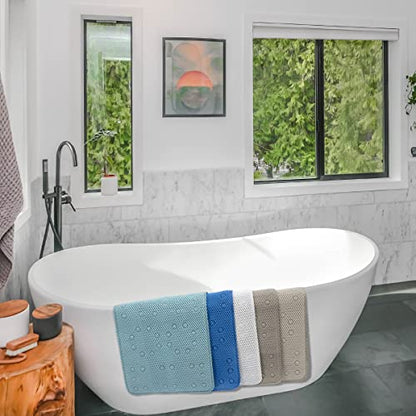 Bathtub Mat Non Slip Ivory 36” X 17” Shower Mat Soft Foam Bath Mats for Bathroom Tub, Bathtub Mat with Drain Holes, Suction Cups, Shower Mat Non Slip - color: White