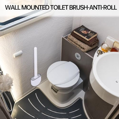 RV Essentials, RV Toilet Brush – Camper Must Have Silicone Toilet Brush for Travel Trailer, Wall Mounted Toilet Brush-Anti-Roll, Anti-Drip Design, Suitable for RV Travel Trailers and Campers - color: White