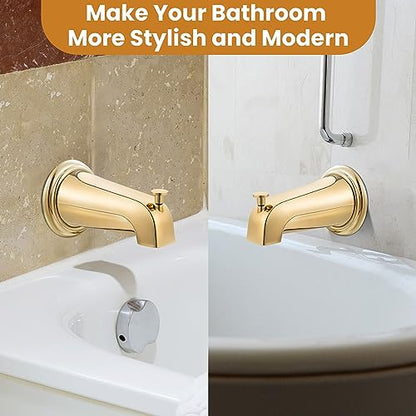 Dreyoo Tub Spout, Tub Faucet for Bathtub (Polished Brass,Simple) | Bathroom Bathtub Faucet with Adapters, Hex Wrench, Universal Faucet for Bathtub Fits 1/2" Copper Pipe, 1/2" IPS and 3/6" IPS - color: Polished Brass, style: Simple