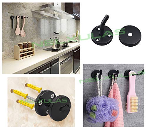 Classic Black Stainless Steel Heavy Duty Coat Hook, Durable Robe Hanger Wall Mount Hook, Perfect Touch Your Bathroom, Bedroom, Closets, Wardrobe, Kitchen (4", 4 PCS) - size: 4", 4 PCS